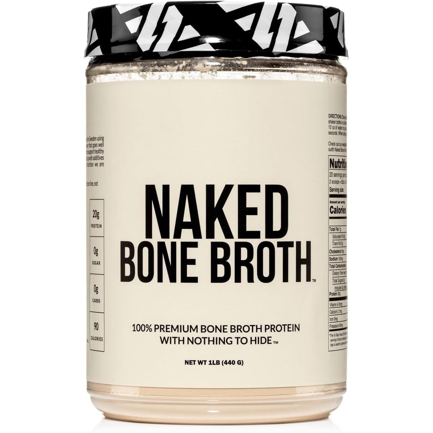 Naked Bone Broth - Beef Bone Broth Protein Powder - 20G Protein, Only 1 Ingredient - Gut Health and Joint Supplement - Unflavored - No GMO, Gluten, Or Soy - 1 Pound