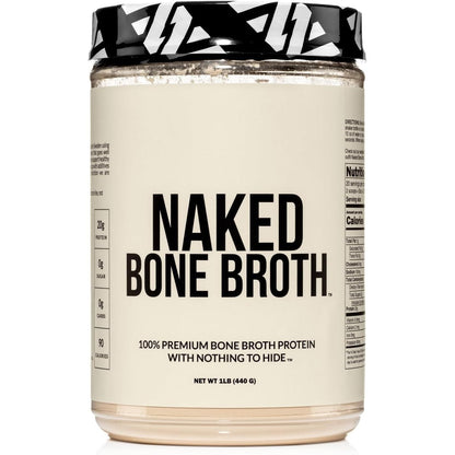 Naked Bone Broth - Beef Bone Broth Protein Powder - 20G Protein, Only 1 Ingredient - Gut Health and Joint Supplement - Unflavored - No GMO, Gluten, Or Soy - 1 Pound