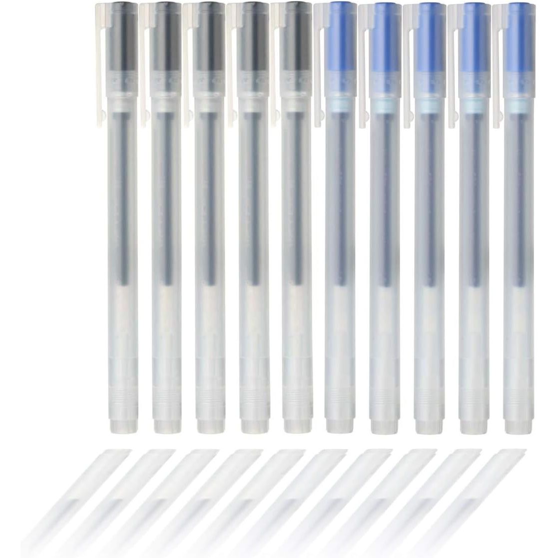Muji Gel Ink Ballpoint Pens 0.5mm 2-color set Black-5 Pcs Blue-5Pcs