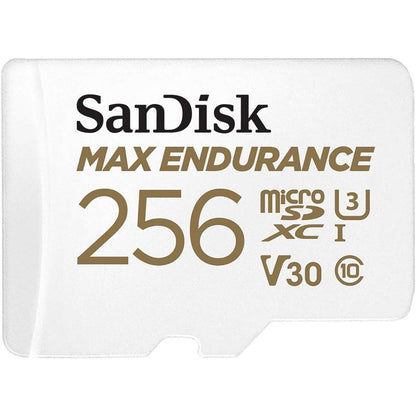 SanDisk 256GB MAX Endurance microSDXC Card with Adapter for Home Security Cameras and Dash cams - C10, U3, V30, 4K UHD, Micro SD Card - SDSQQVR-256G-GN6IA