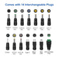 LANMU USB to DC Power Cable, DC 5V Power Cord 5.5 2.1mm Jack Charging Cable with 14 Interchangeable Plugs Addapters for 5V Devices