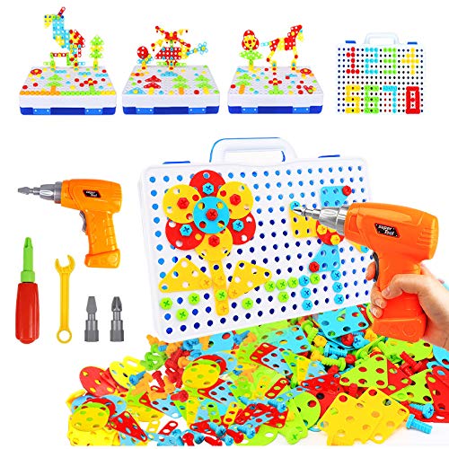 Buy now HAPTIME Design and Drill Toy, Building Toys for Kids Ages 3-8,STEM Toys for 3 4 5 6 Year Old,193 Pcs Electric Drill Toy,Magic Montessori Play Toolbox for Toddler Boys Girls Preschool at indiglob india