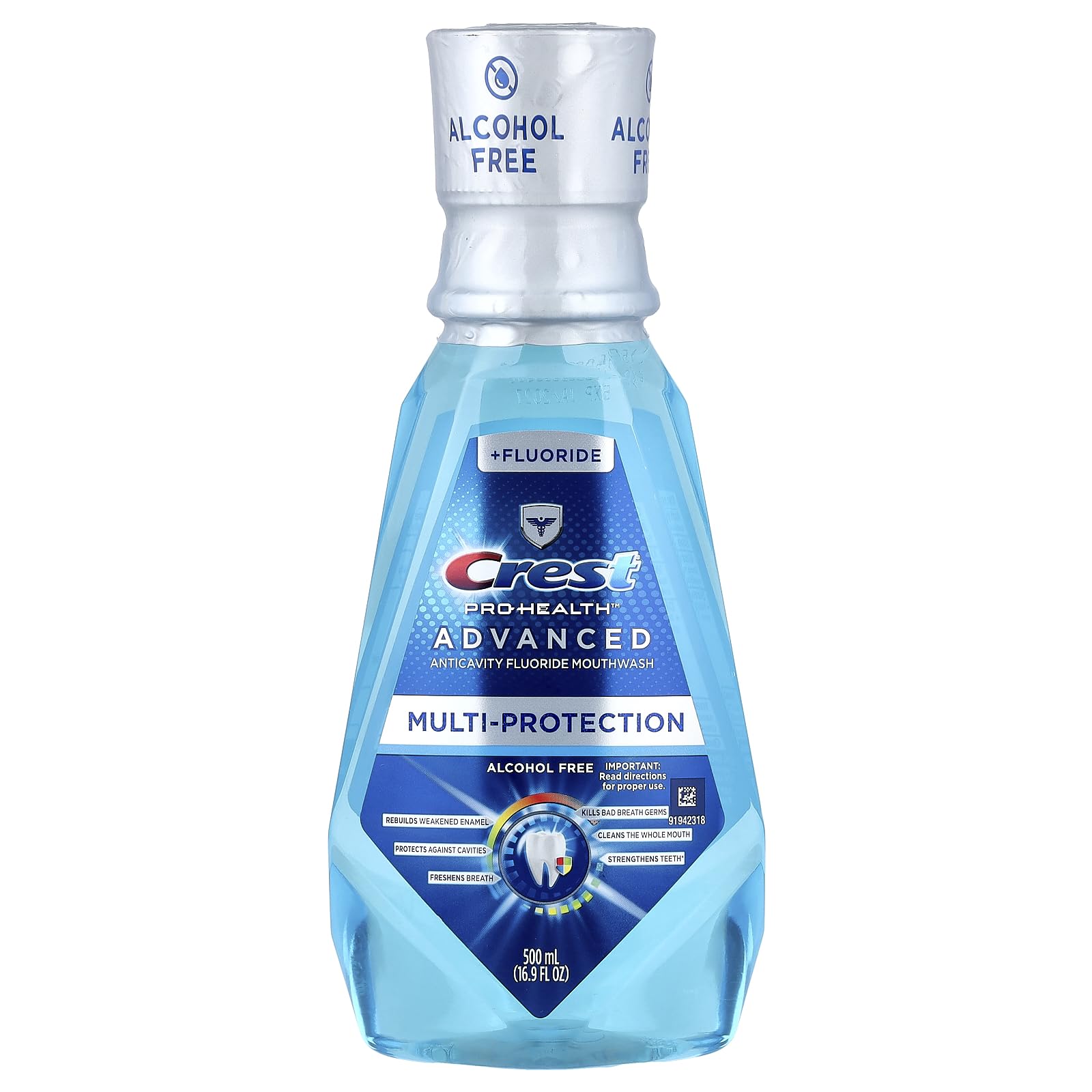 Buy now Crest Pro-Health Advanced Multi-Protection Mouthwash, Alcohol Free Mouthwash, Fresh Mint, 500 mL (16.9 Fl Oz), Pack of 4, Crest Mouthwash, Flouride Mouthwash at indiglob india
