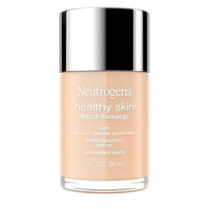 Neutrogena Healthy Skin Liquid Foundation Makeup with Broad Spectrum SPF 20 Sunscreen, Lightweight, Medium Coverage Makeup with Sunscreen and Pro-Vitamin B5, Buff 30, 1 fl. oz