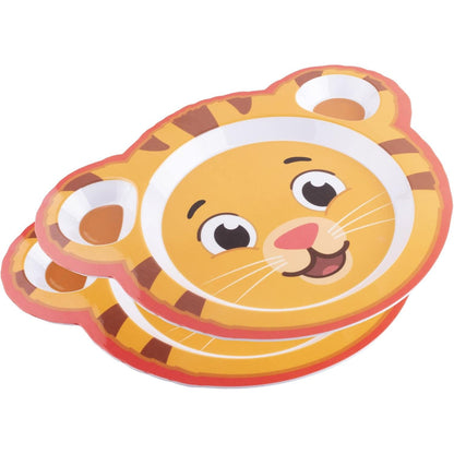 2 Daniel Tiger Mealtime Feeding Plates - Cute Compartment Dishes with Deep Sides for Kids - Divided Sections for Healthy Eating Habits, Melamine, BPA Free, Dishwasher Safe, Break Resistant