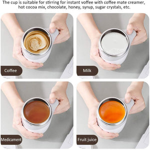 Automatic Magnetic Stirring Coffee Cup, 380ml Auto Self Stirring Coffee Mug Stainless Steel Cup Electric Smart Mug, Rotating Office Travel Mixing Cup for Hot Chocolate Cocoa Milk Latte Tea,White