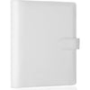 Antner A5 Binder 6 Ring Refillable Notebook Planner Cover for A5 Planner Inserts & Refill Paper, PU Leather Loose Leaf Personal Organizer Photocard Holder Budget Binder with Magnetic Buckle, Black - White