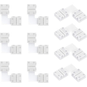 Nexillumi L Shape 4-pin Connectors (90 Degrees) LED Strip Connectors for 8mm Width 3535 RGB LED Strip Lights, 10Pcs