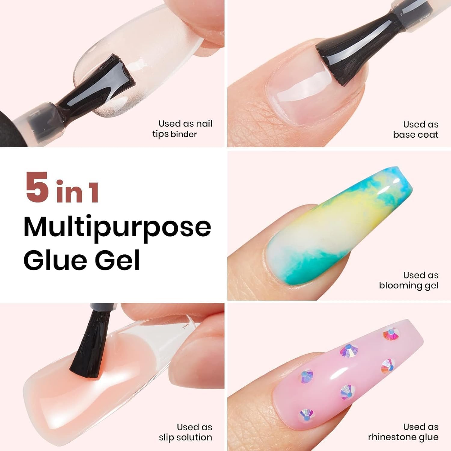 Buy now beetles Gel Polish 2Pcs 15ml Nail Glue Kit for Acrylic Nails, 5 in 1 Super Strong Brush in Nail Gel Glue for False Nails Tips and Gel Nail Polish Led Lamp Required at indiglob india