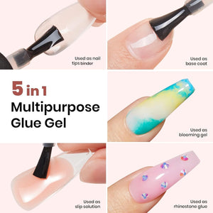 Buy now beetles Gel Polish 2Pcs 15ml Nail Glue Kit for Acrylic Nails, 5 in 1 Super Strong Brush in Nail Gel Glue for False Nails Tips and Gel Nail Polish Led Lamp Required at indiglob india