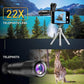 APEXEL 6 in 1 Phone Lens Kit - 22X Telephoto Lens, 205° Fisheye Lens, 120° Wide Angle Lens & 25X Macro Lens(Screwed Together), Compatible with iPhone 11 8 7 6 6s Plus X Xs/Max XR Samsung Black - My Store