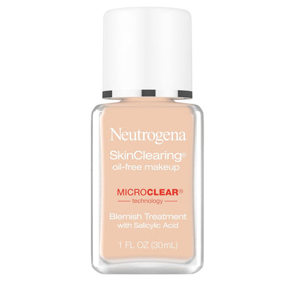 Neutrogena SkinClearing Oil-Free Acne and Blemish Fighting Liquid Foundation with.5% Salicylic Acid Acne Medicine, Shine Controlling Makeup for Acne Prone Skin, 40 Nude, 1 fl. oz