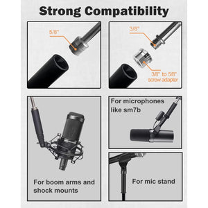 Buy now Mic Stand Extension Tube, 5/8" Female to 5/8" Male Microphone Extension Pipe Microphone Stand Extender with 2 Screw Aadpters for Desk Boom Arm Stands, 2Pcs at indiglob india