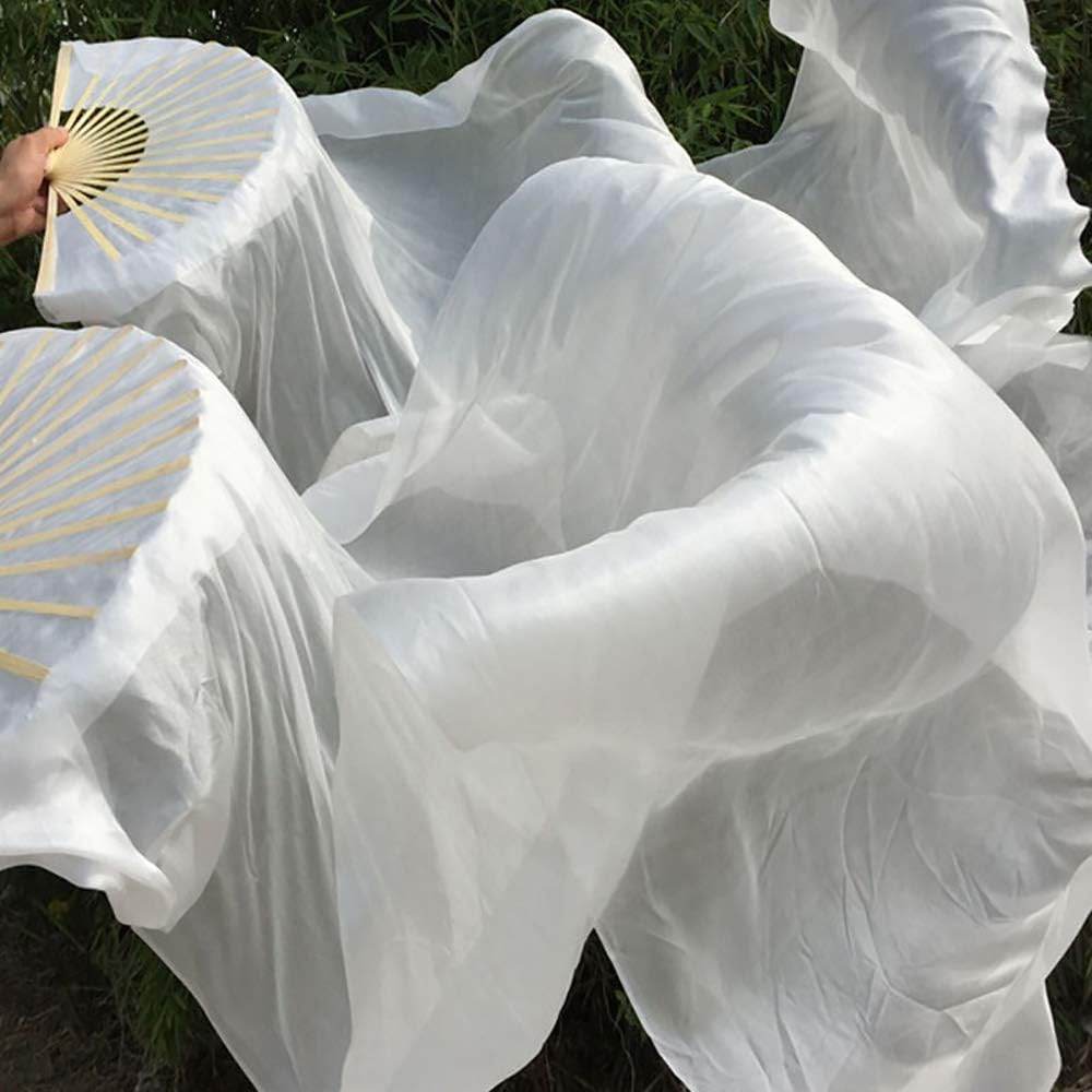 1.8m Artificial Silk Belly Dance Bamboo Fans Veils Women Real Silk Belly Dance Fan Veil National Dance Dancing Long Bamboo Fan - My Store