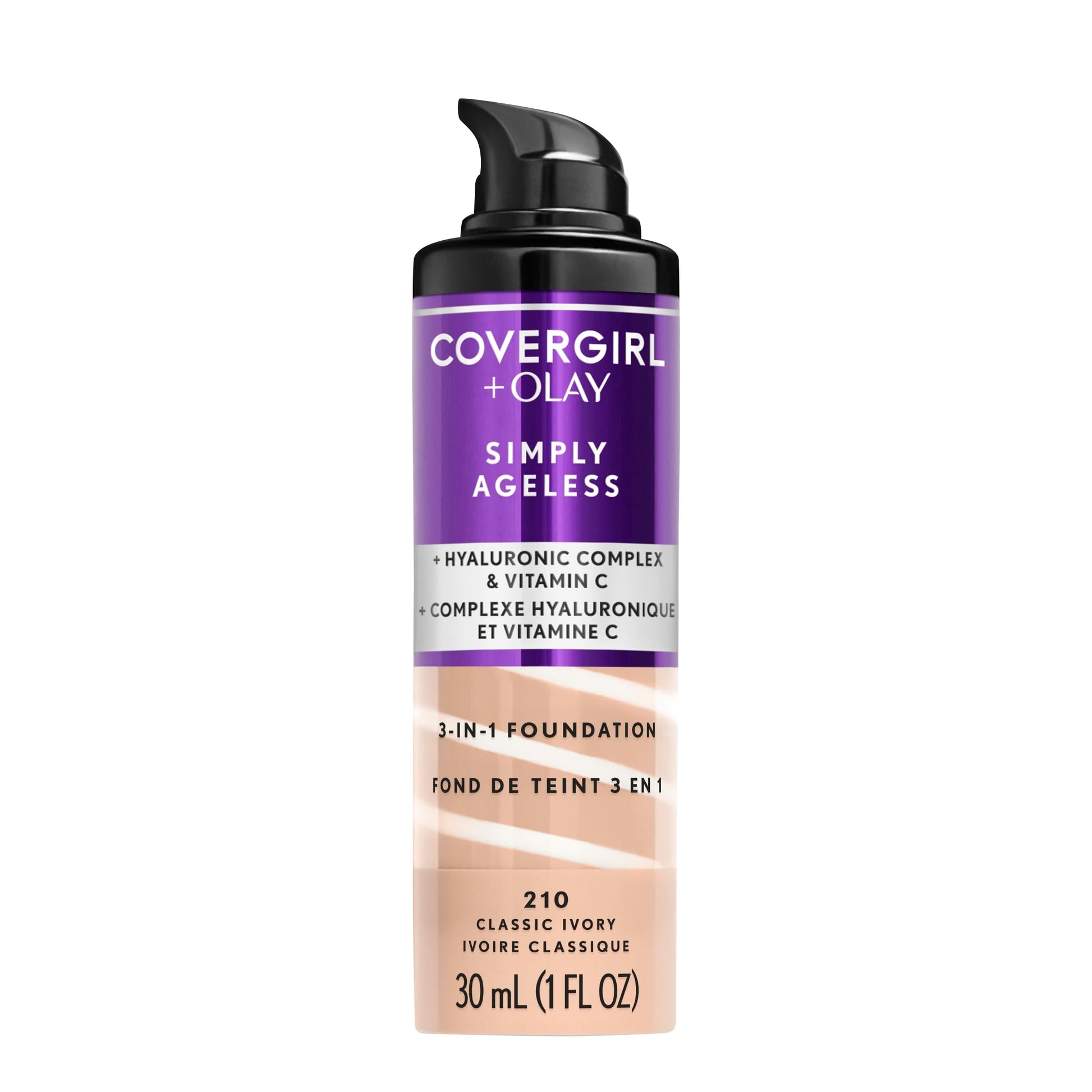 Buy now COVERGIRL & Olay Simply Ageless 3-in-1 Liquid Foundation, Matte Finish, Hyaluronic & Vitamin C Formula, 240 Natural Beige, 1 Count 210 Classic Ivory 1 Fl Oz (Pack of 1) at indiglob india