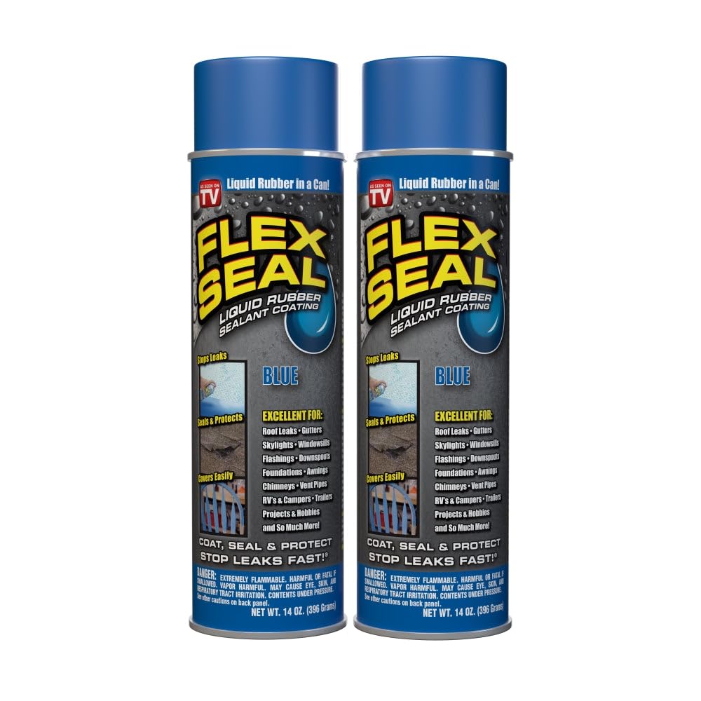 Buy now Flex Seal, 14 oz, Clear, Stop Leaks Instantly, Transparent Waterproof Rubber Spray On Sealant Coating, Perfect for Gutters, Wood, RV, Campers, Roof Repair, Skylights, Windows, and More Blue 14 oz (Pack of 2) at indiglob india