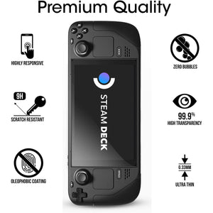 amFilm 3 Pack for Steam Deck/Steam Deck OLED Screen Protector Tempered Glass, Designed for Stream Steam Deck Accessories 2021 & 2022/Steam Deck OLED 2023 2024