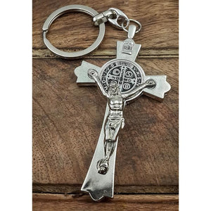 Buy now Nazareth Store Saint Benedict Cross Keychain Catholic Crucifix Medal Keyring Jerusalem Charm 3" at indiglob india