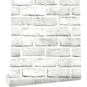 Cohoo Home Brick Wallpaper Peel and Stick Contact Paper 120inL 18inW Faux 3D Brick Contact Paper for Walls White Gray Grey Self Adhesive Removable Wallpaper Backsplash Bedroom Wall Sticky Waterproof