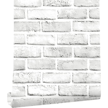 Cohoo Home Brick Wallpaper Peel and Stick Contact Paper 120inL 18inW Faux 3D Brick Contact Paper for Walls White Gray Grey Self Adhesive Removable Wallpaper Backsplash Bedroom Wall Sticky Waterproof