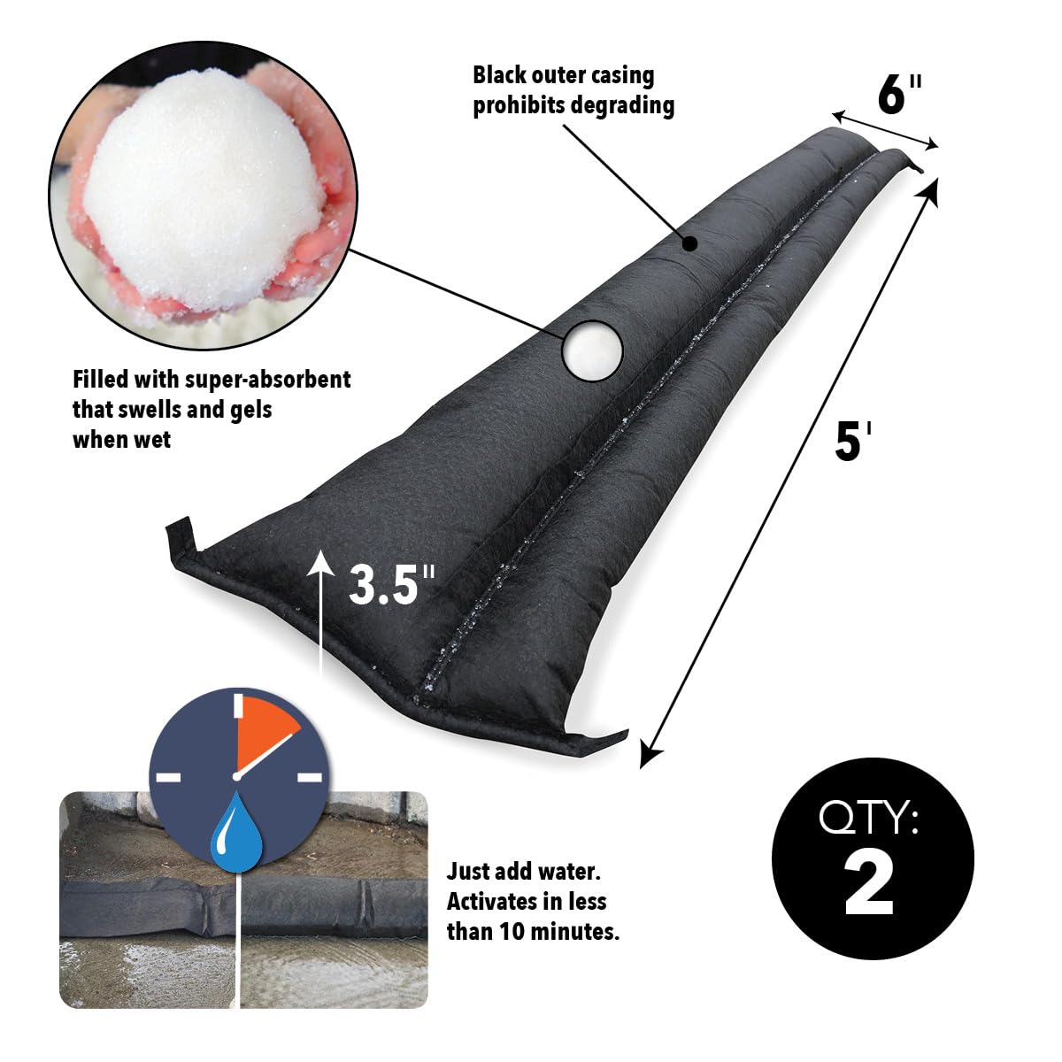 Buy now Quick Dam Water Activated Flood Barrier 5 Feet 2-Pack at indiglob india