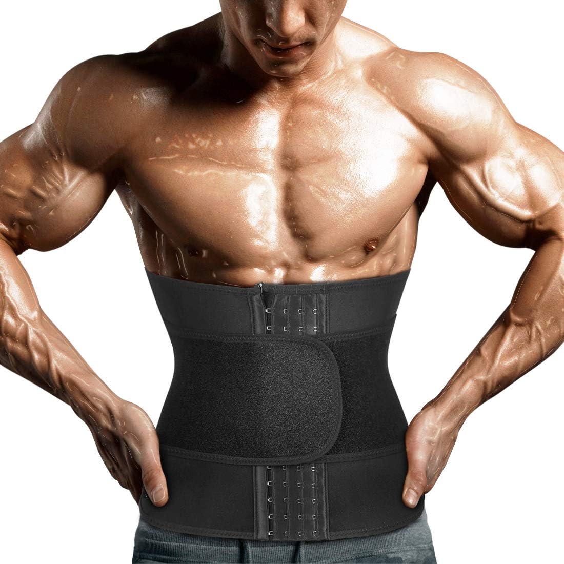 Buy now Yamadan Mens Neoprene Sauna Waist Cincher Slimmer Trainer Belt Belly Sweat Wrap Trimmer Workout Bands (Black Waist Trimmer, S) at indiglob india