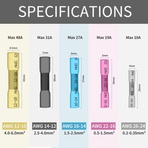 Heat Shrink Butt Connectors, 22-16 AWG 100 Pcs Red Marine Grade Insulated Crimp Wire Connectors, Waterproof Electrical Connectors Butt Splice for Boat Truck Wiring