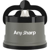 AnySharp – GLOBAL – Hands Free Knife Sharpener - Easy to Use Sharpening Tool with PowerGrip Suction Base and 20-Degree Pre-set Angle - For All Knives: Chef’s, Serrated, and Hardened Steel - Blue - Gray