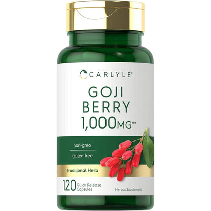 Carlyle Goji Berry 1000mg | 120 Capsules | Concentrated Extract from Wolfberry Plant | Non-GMO, Gluten Free - My Store