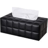 High-end Fashion PU Leather Tissue Box Holder Business Black, Rectangular Napkin Holder Drawer Paper Dispenser, Home Office Car Tissue Holder with Magnetic Bottom (Black Checkered) - Black Checkered