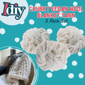 Chunky Vegan Wool Yarn 3 Pack (111 Yards Total, 37 Each Skein) - White- Fluffy Polyester Yarn Perfect for Soft Throw & Baby Blankets, Arm Knitting, Crocheting & DIY Crafts and Art Projects