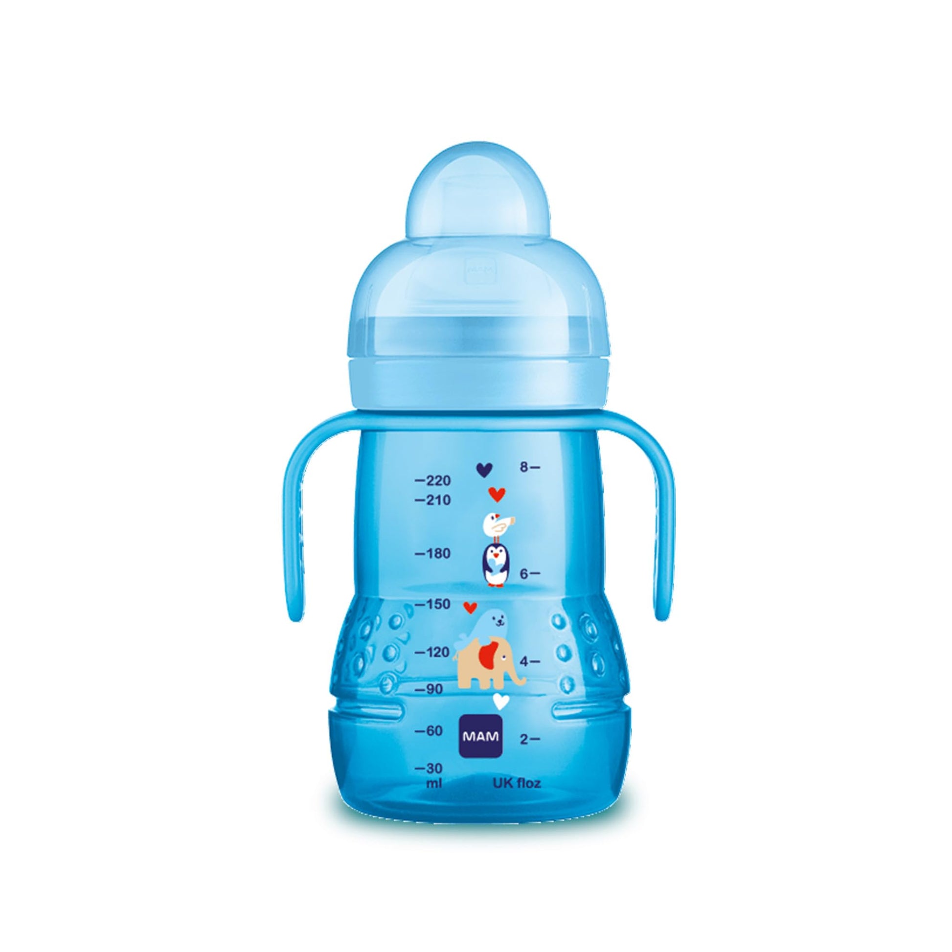 Buy now MAM Trainer Sippy Cup for Toddlers 1-3, 8 oz. Transition Drinking Cup with Extra-Soft Spout, Spill-Free Nipple, and Non-Slip Handles, for Boys 4+ Months, 1 Count Blue at indiglob india