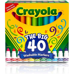 Crayola Ultra Clean Washable Markers (40ct), Colored Markers for Kids, Coloring Book Marker Set, Stocking Stuffers for Kids, Christmas & Holiday Gifts, Ages 3+