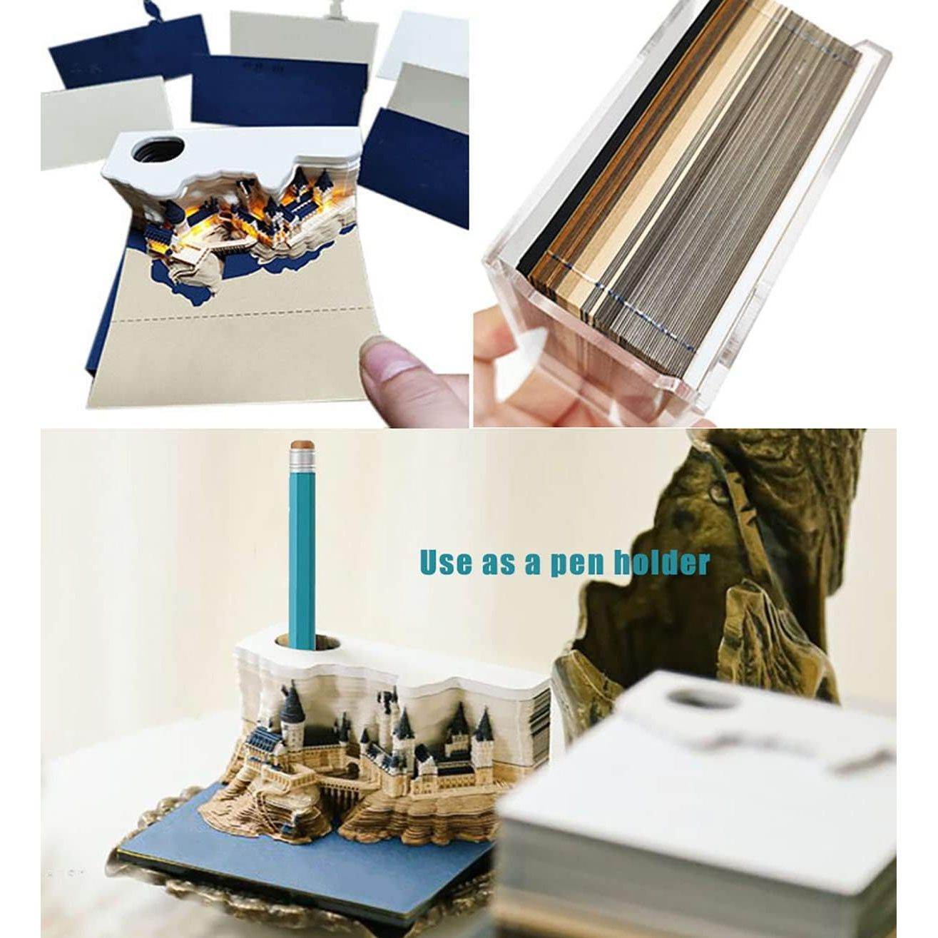 1Pc 160 Sheets Memo Pads Paper Art with Light, Castle 3D Stick Notes Convenience Stickers Papers Card Craft, Original DIY Post Notes Notepad - My Store