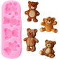 ZiXiang Bear Silicone Fondant Molds For Teddy Bears Chocolate Candy Gum Paste Crafting Polymer Clay Cake Decorating Set of 4
