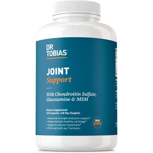 Dr. Tobias Joint Support Supplement with Glucosamine Chondroitin MSM, Supports Connective Tissue, Function & Flexibility, Extra Strength Joint Supplements for Men & Women, 240 Capsules