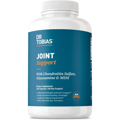 Dr. Tobias Joint Support Supplement with Glucosamine Chondroitin MSM, Supports Connective Tissue, Function & Flexibility, Extra Strength Joint Supplements for Men & Women, 240 Capsules