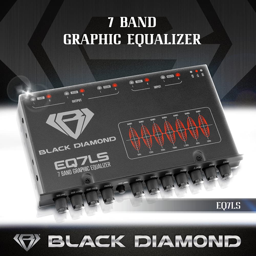 Buy now Black Diamond EQ7LS 7-Band Stereo Equalizer/Crossover Pre Amp Equalizer Car Audio EQ with Front Rear + Sub Output at indiglob india