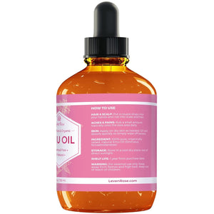 Leven Rose Emu Oil, 100% Pure Natural Hair Strengthener Anti Aging Skin Moisturizer 4 oz