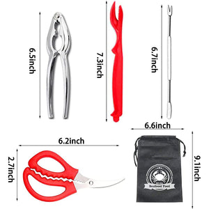9Pcs Stainless Steel Seafood Tools Set - Crab & Lobster Crackers, Forks, Shell Openers, Nut Crackers - Durable Shellfish Tools for Crab Legs, Shrimp, and Clams