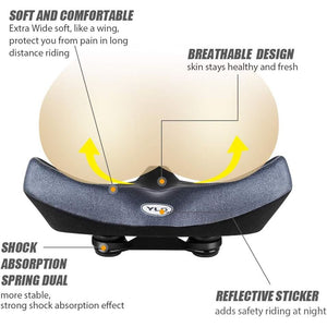 YLG Oversized Comfort Bike Seat Comfortable Replacement Bike Saddle Memory Foam Soft Bike Saddle Waterproof Universal Fit Bicycle Seat for Women Men