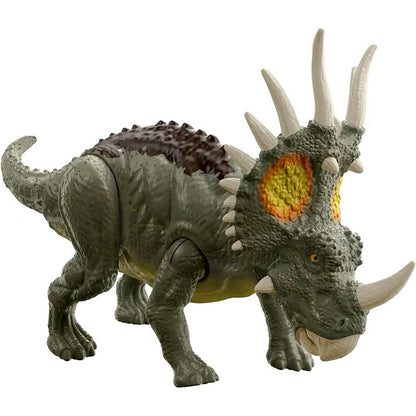 Jurassic World Fierce Force Styracosaurus Camp Cretaceous Authentic Dinosaur Strike Motion Action Figure, Movable Joints, Gift 3 Years & Older