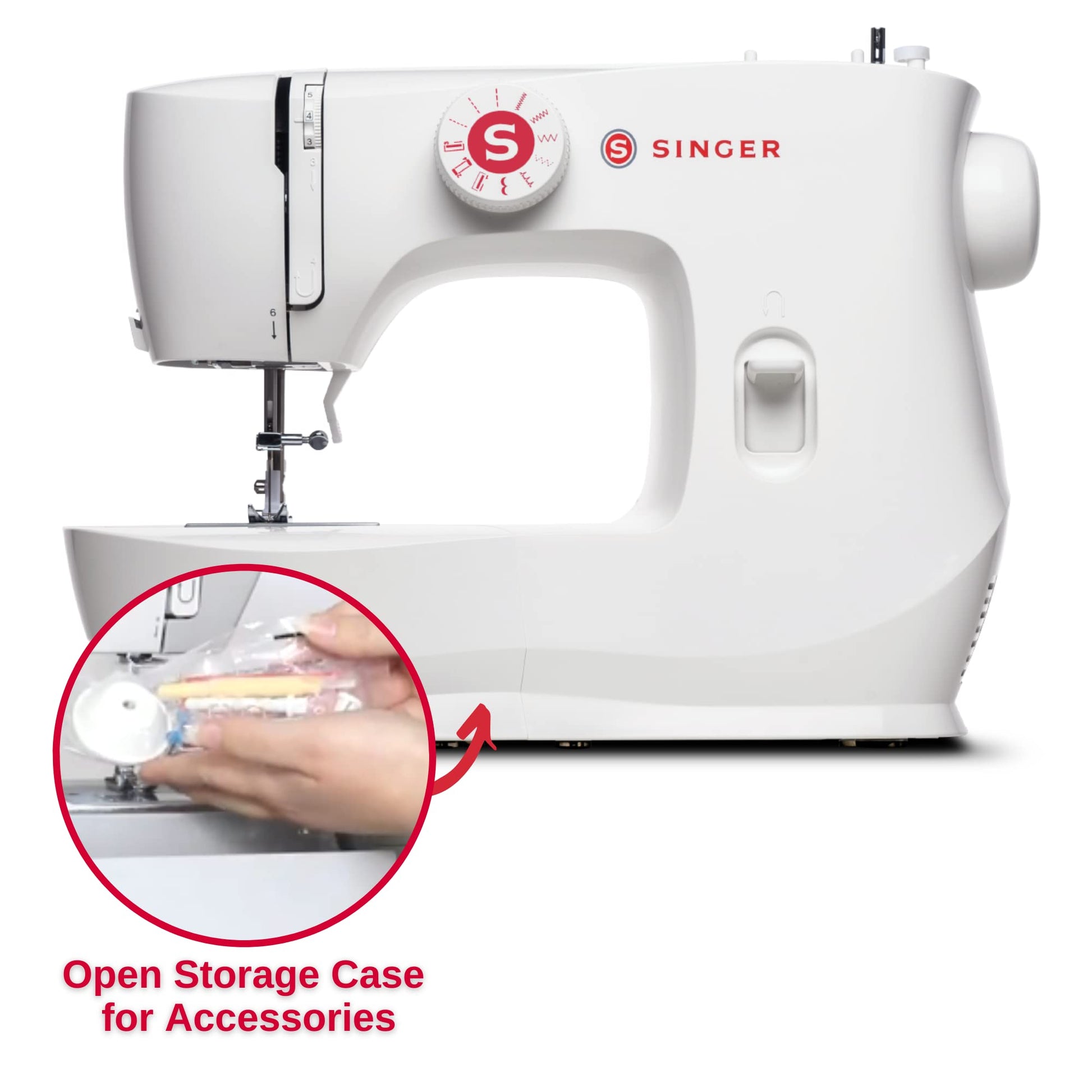 Buy now SINGER MX60 Lightweight & Portable Sewing Machine with Accessory Kit & Foot Pedal | 57 Stitch Applications, LED Light & 4-step Buttonhole | Great for Crafts & Mending at indiglob india
