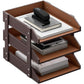 Leather Desk Organizer, Thipoten 3-Tier Stackable Letter Tray Holder for Office Supplies, Paper, File, Magazine, Perfect Office Organization for Desktop (Brown-3Tiers)