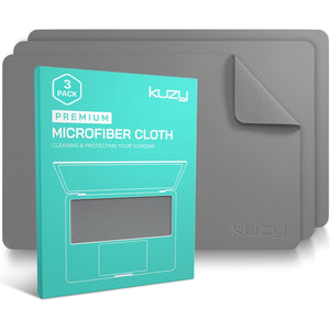 Kuzy 3 Pack Premium Microfiber Cleaning Cloth - MacBook Screen Cleaner Keyboard Cover Imprint Protection Accessories - Laptop Screen Cleaner Cloth - Eyeglass Lens Glasses Cleaner, 3 Pack - Gray
