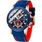 MF MINI FOCUS Men Watch, Chronograph Waterproof Sport Analog Quartz Watches Blue Silicon Strap Fashion Wristwatch for Men