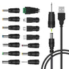 LANMU USB to DC Power Cable, DC 5V Power Cord 5.5 2.1mm Jack Charging Cable with 14 Interchangeable Plugs Addapters for 5V Devices - Black with 14 plugs