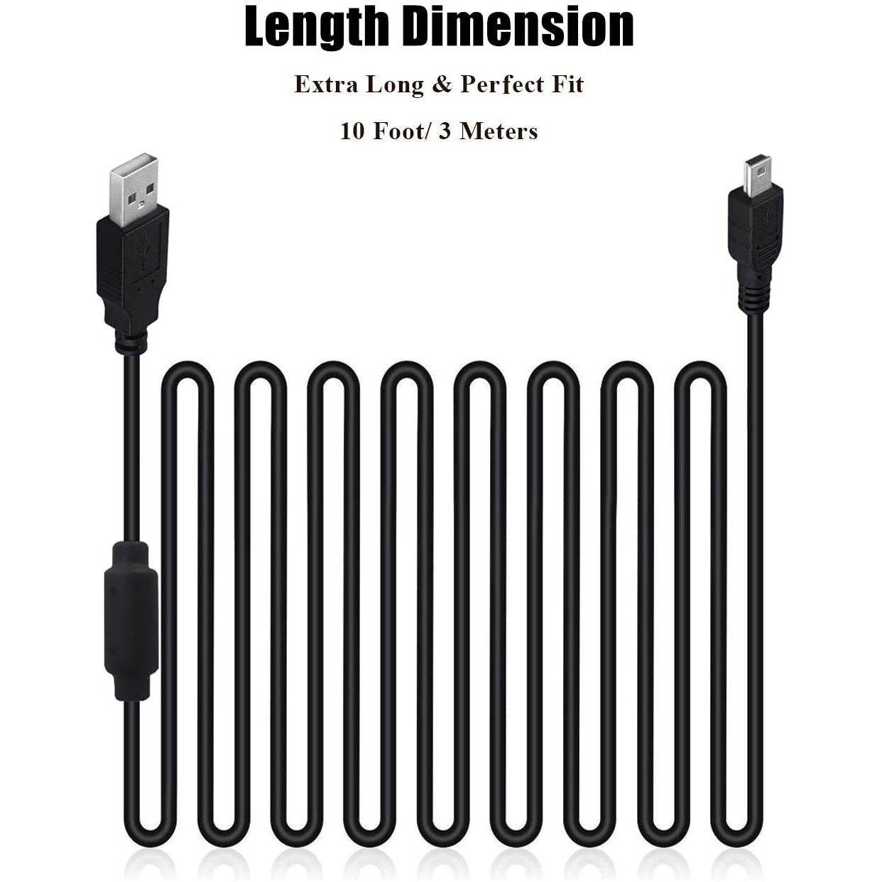 2 Pack 10ft PS3 Controller Charger Cable - Fast Mini USB Data Charging Cord for PS Move PlayStation 3 Wireless Controller, TI84 Plus CE, Digital Camera - My Store