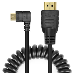 Buy now UCEC Mini HDMI to HDMI Cable Right-Angled Coiled HDMI to Mini HDMI Adapter Male High Speed for Laptop Tablet Camera Camcorder Graphics Card Raspberry Pi Zero W, Support 3D 1080p Ethernet Audio Return at indiglob india