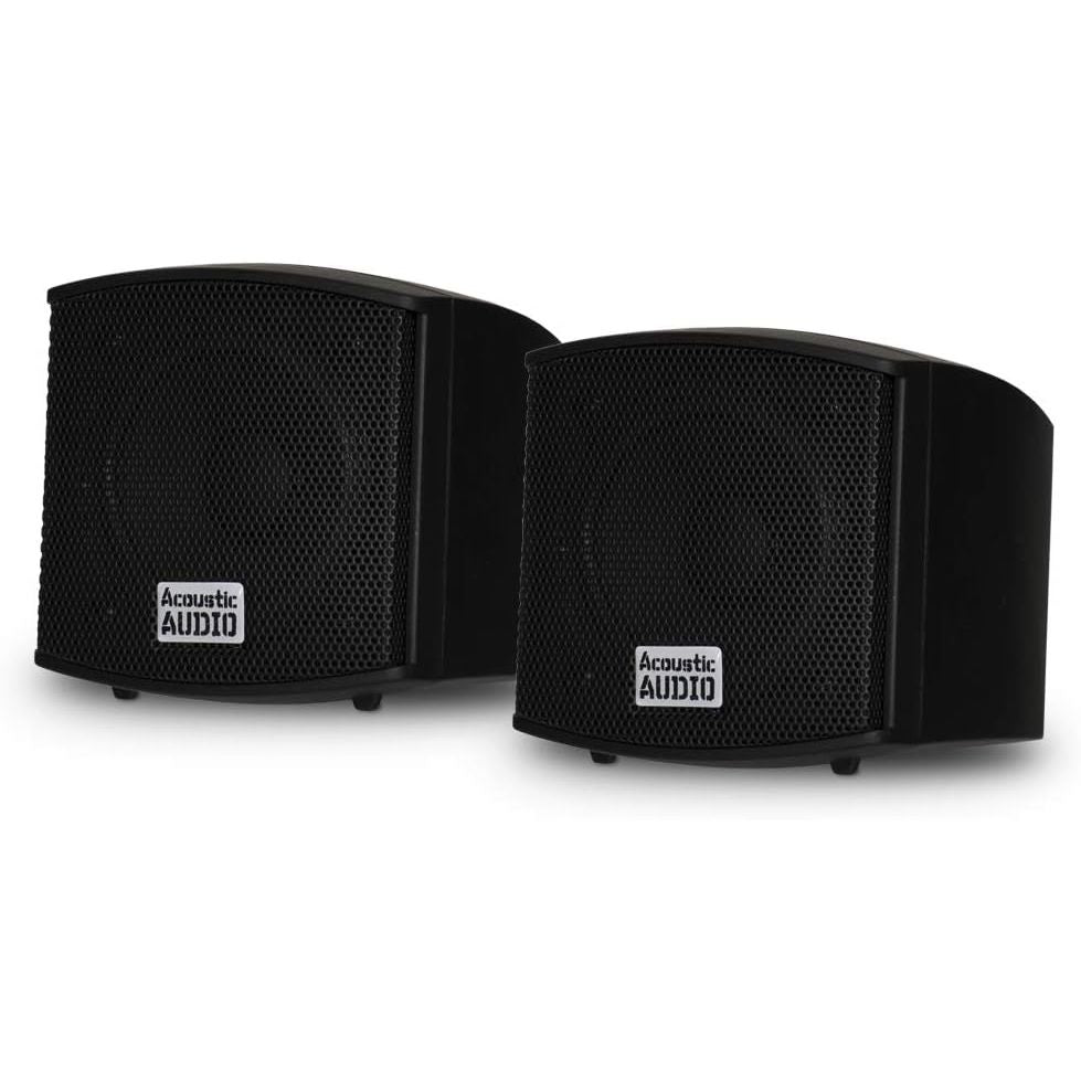Acoustic Audio AA321B Mountable Indoor Speakers 400 Watts Black Bookshelf Pair
